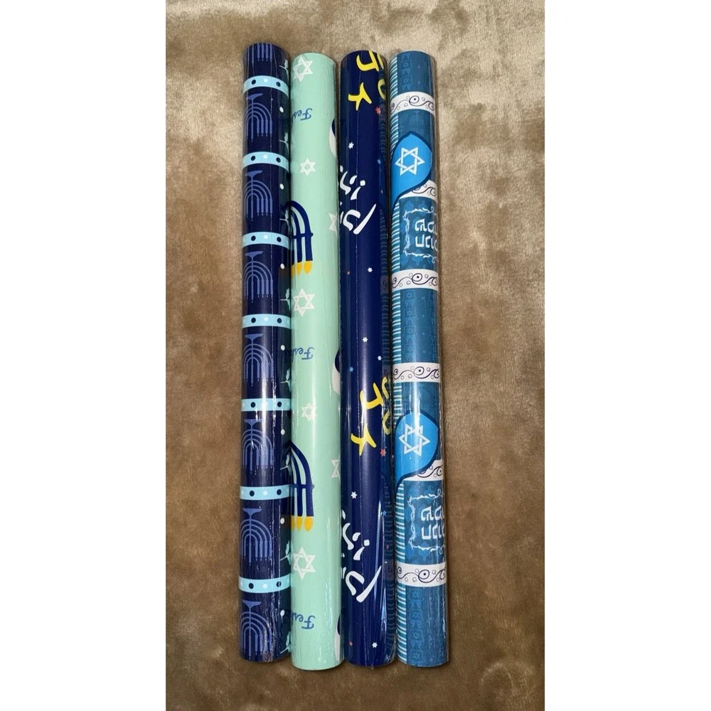 New Cheribfunz Wrapping Paper Lot Hanukkah Jewish Celebration